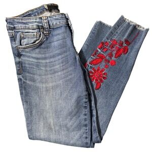 KUT from the Kloth Connie Ankle Skinny Floral Embroidered Hem Size 6